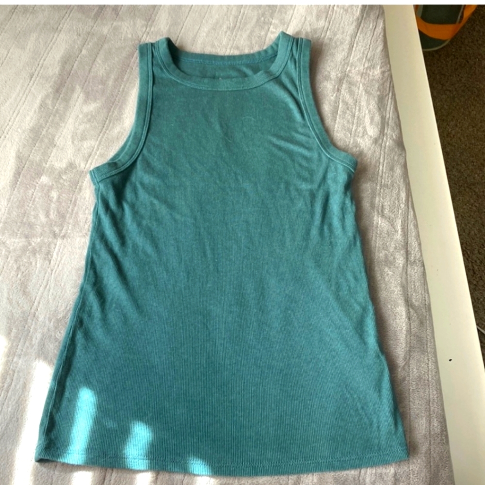 A New Day Green Ribbed Tank Top